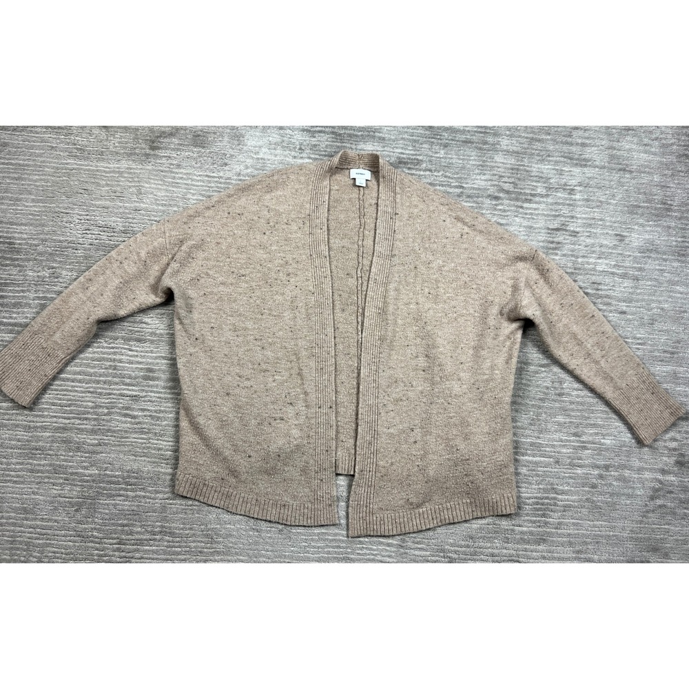 Old Navy Cardigan Womens L Tan Marled Open Front Oversized Flecked Knit Ribbed